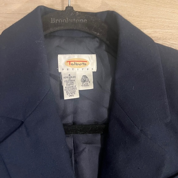 Vintage 80s 90s Talbots 100% Pure Wool Shell Black Blazer Size 4 Petites - Picture 3 of 8